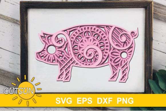 3D Layered Pig Mandala SVG - 5 Layers: A Creative DIY Resource