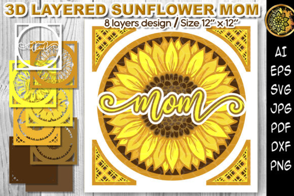 3D Layered Sunflower MOM Papercut Files: A Creative Solution for DIY Enthusiasts