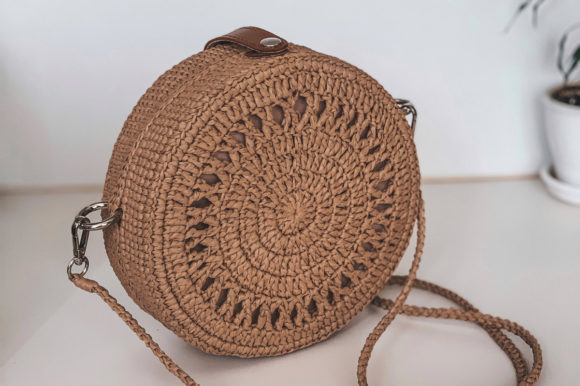 Crochet Pattern Round Bag with Raffia