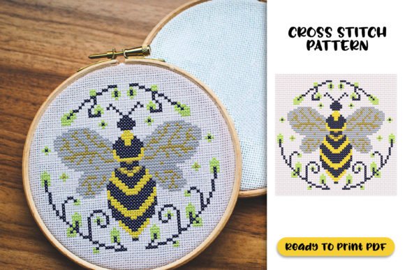 The Bee With Floral Cross Stitch Pattern: A Beginner-Friendly Artistic Craft